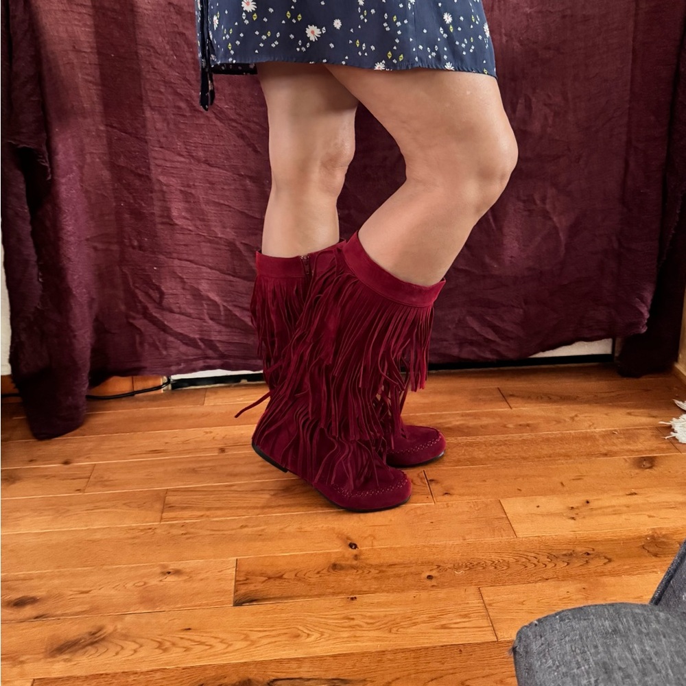 Refresh Jolin Fringe Lace Up Boots